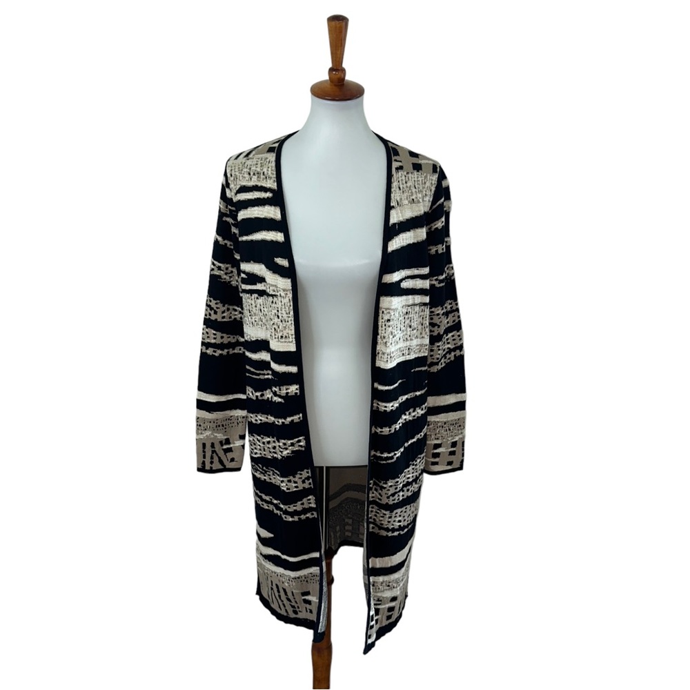 Chico’s Long Cardigan Tan and Black Size 0 Size Small